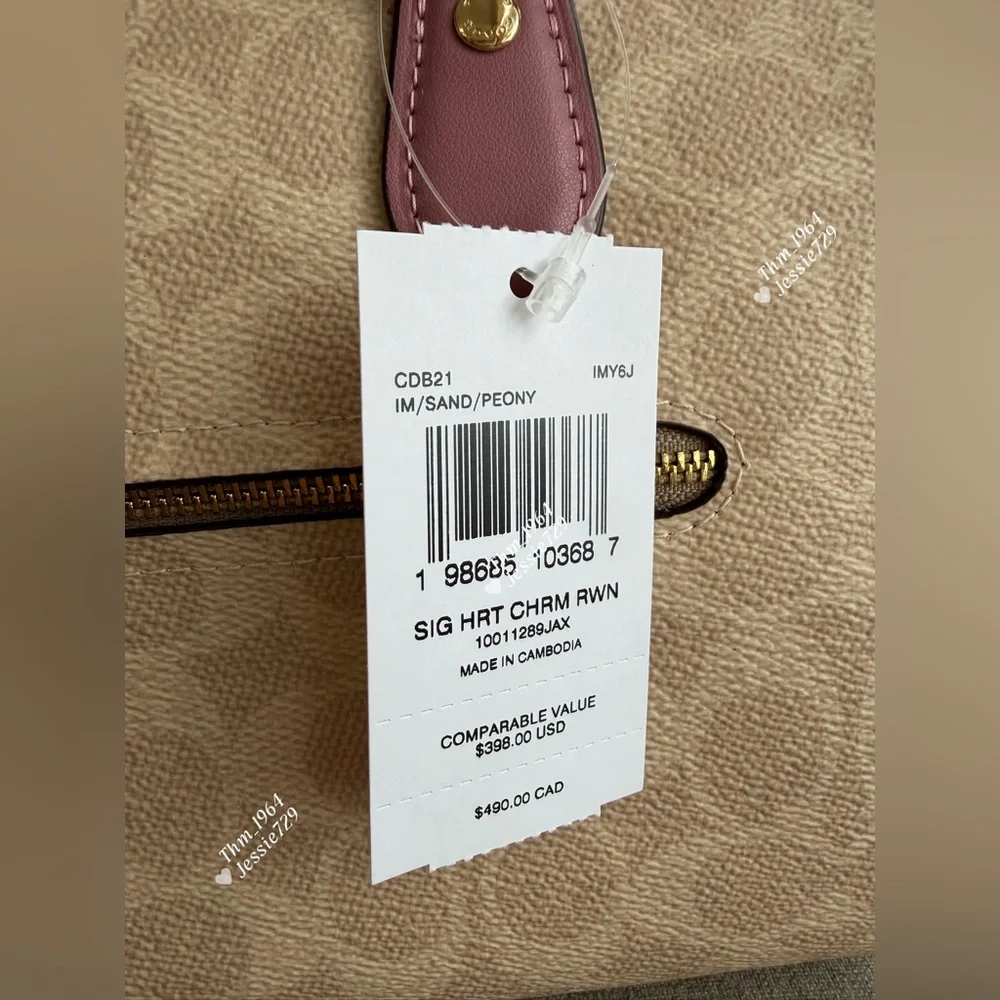 NWT！COACH Rowan Satchel Bag In Signature With Heart Charm（CDB21）fast shipping - Picture 8 of 14